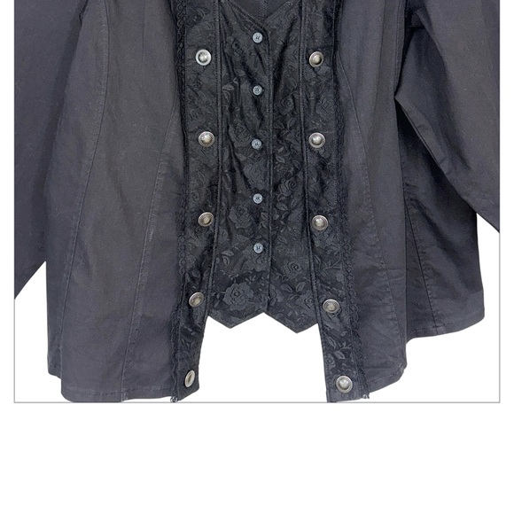 Tripp NYC Plus Size Black Lace Detail Military/Goth/Punk Jacket - Picture 3 of 7